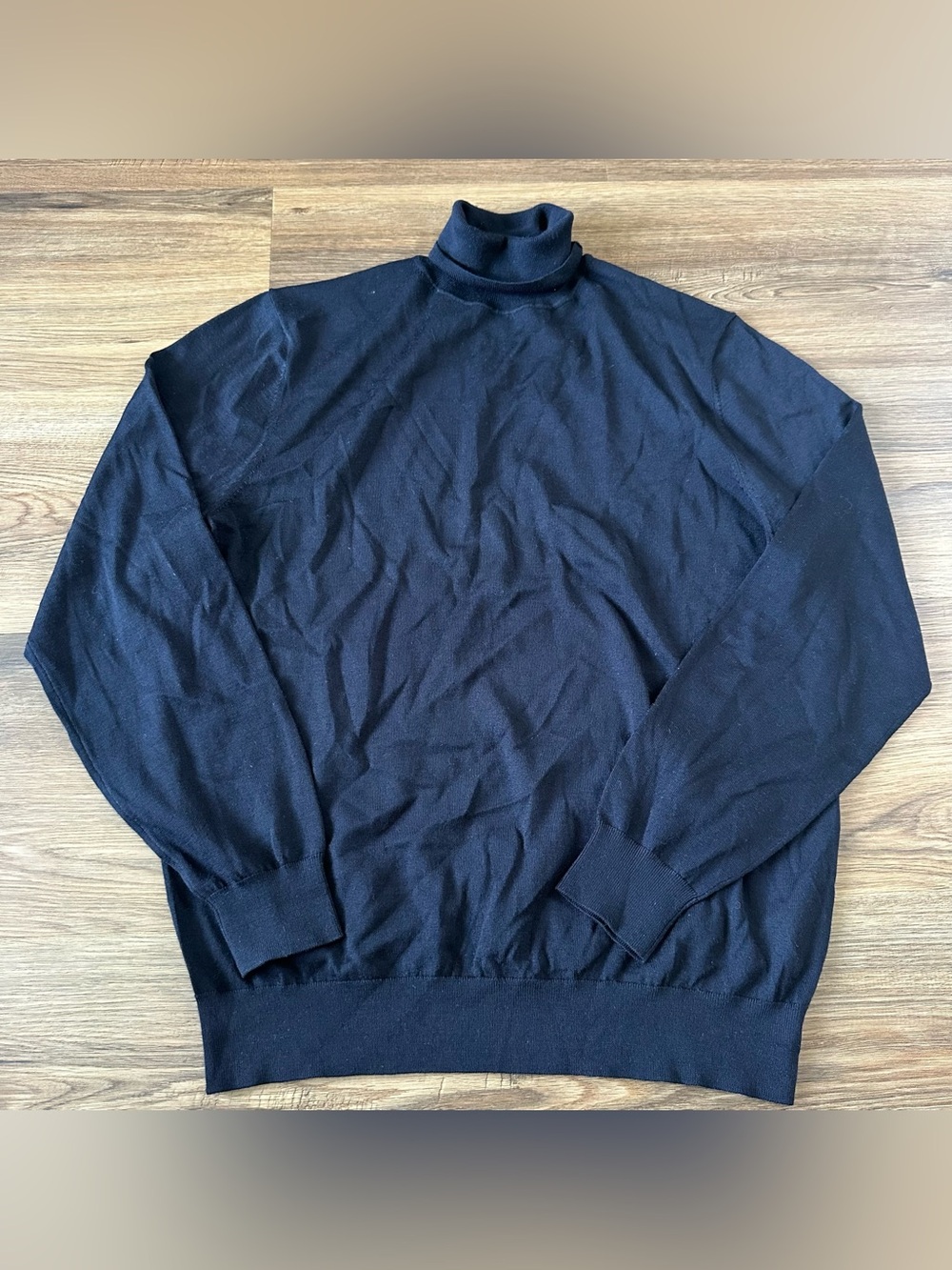Suitsupply 100% Merino Wool Turtleneck Sweater Black Men XL Preppy Classic L/S